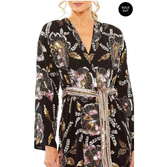 Mac Duggal M Beaded Wrap Mini Dress 93817 - Picture 2 of 11